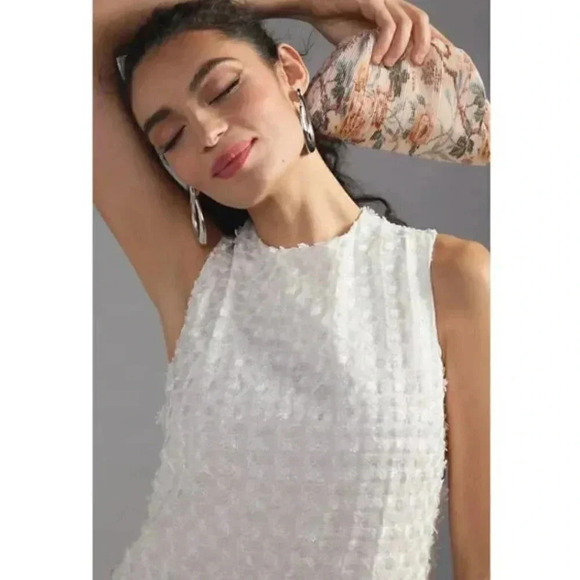 NWT Anthropologie Eva Franco White Textured Asymmetrical Holiday Event Dress 4 - Picture 4 of 9